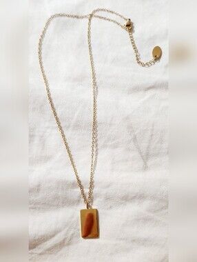Fornash Gold Tone Rectangular Pendant Necklace